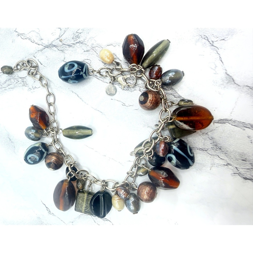 Just Jewelry Multicolor Glass Bead Dangle Bracelet Adjustable 7.5–9.5 Inch